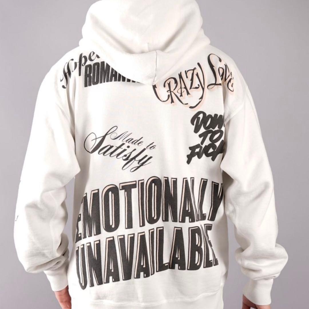 や*す様 EMOTIONALLY UNAVAILABLE フーディーEU ホワイ