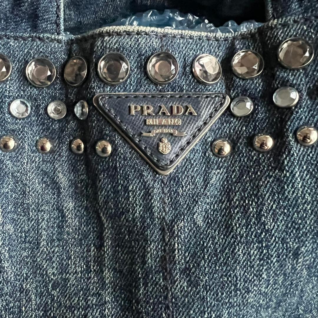 ⭐️PRADA⭐️プラダ カナパ 2way バッグ ビジュー スタッズ デニム