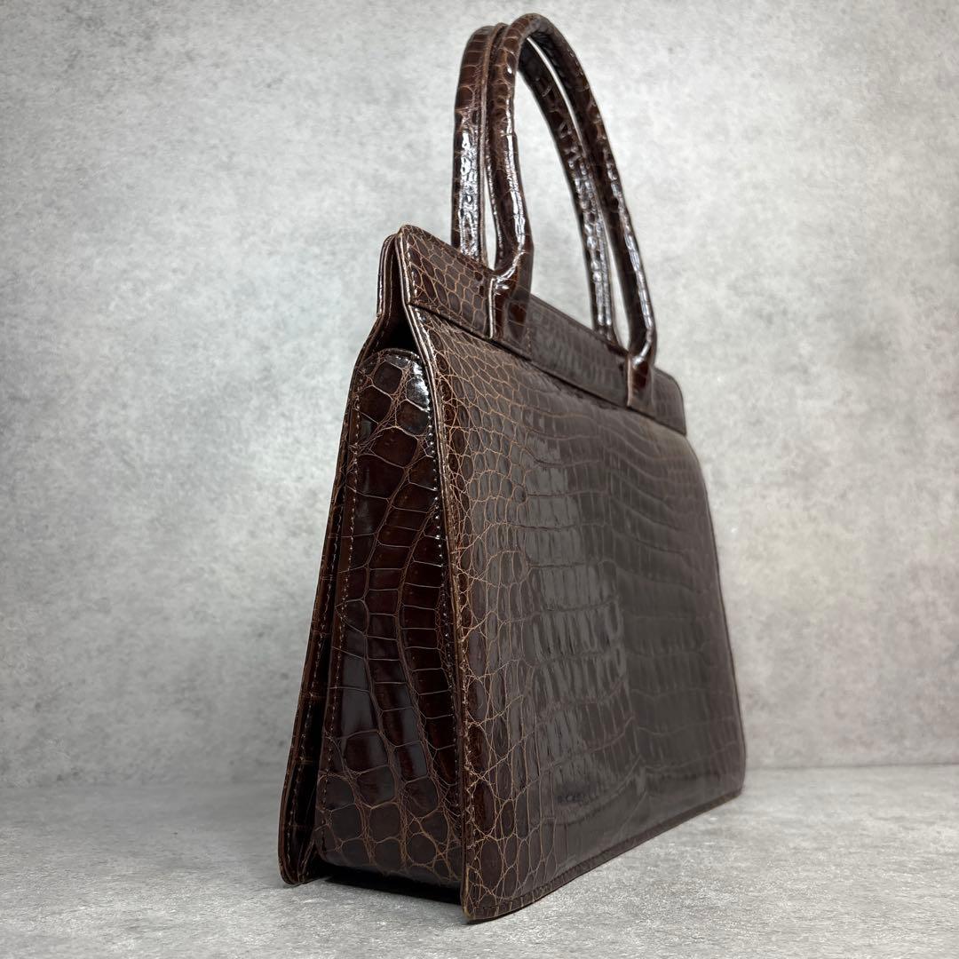 極美品！最上級　シャインクロコダイル　定価55万　センター取り　ハンドバッグ