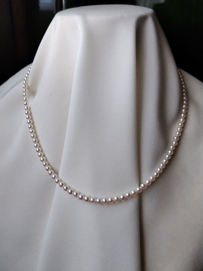 【艶照り最高】K18WG アジャスター付き あこや真珠ベビーパールネックレス