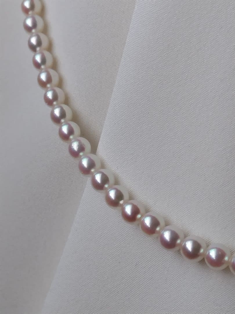 【艶照り最高】K18WG アジャスター付き あこや真珠ベビーパールネックレス