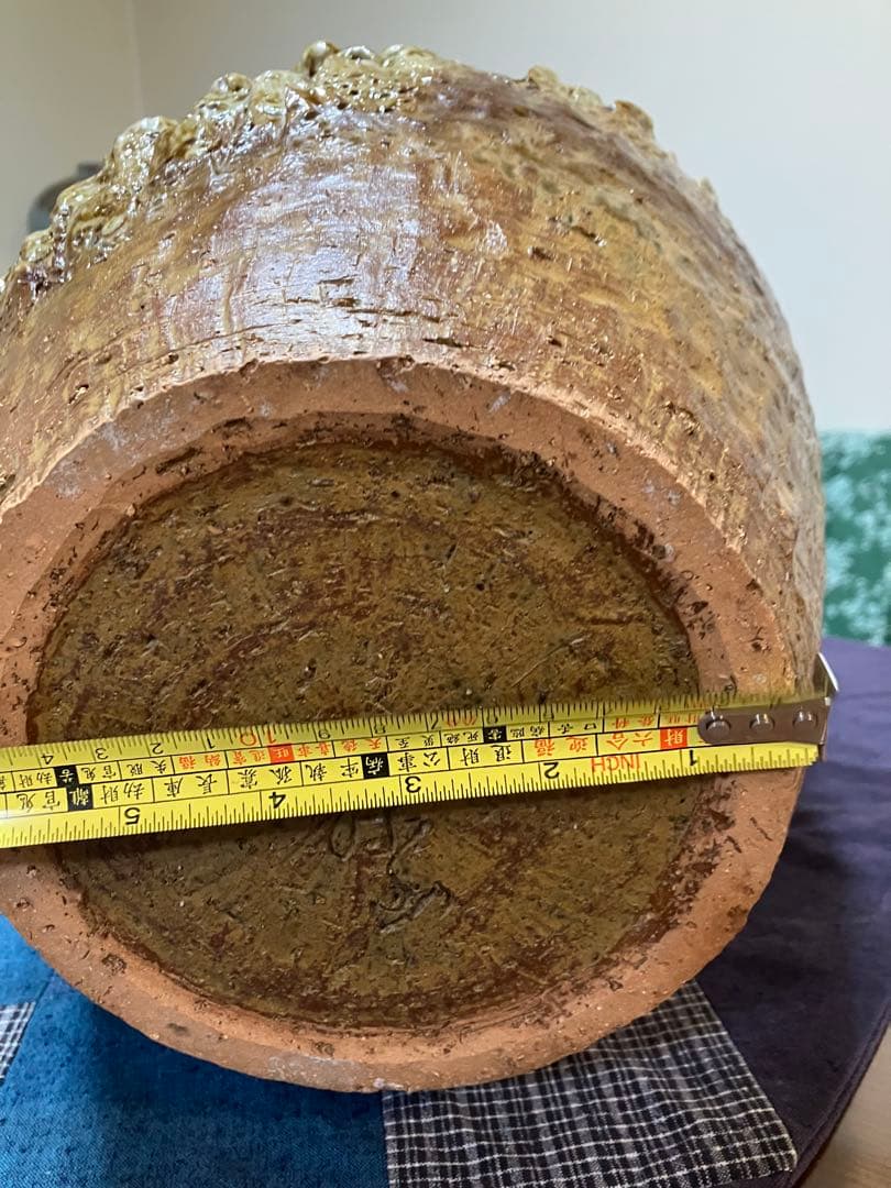 楽山焼、蟹細工壺、アンティーク壺 工芸品、骨董品、陶芸