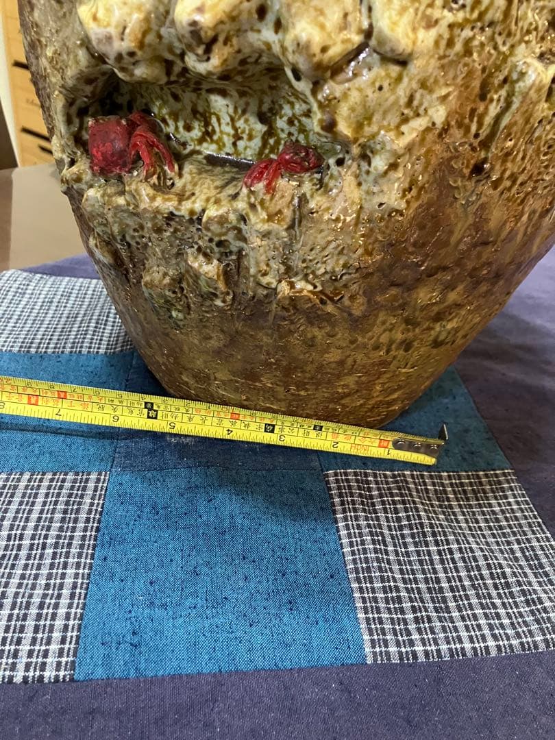 楽山焼、蟹細工壺、アンティーク壺 工芸品、骨董品、陶芸