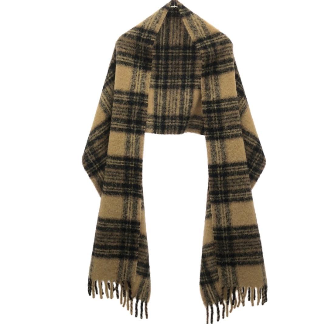 TOTEME トーテム モヘアアルパカチェックマフラー ブラウン