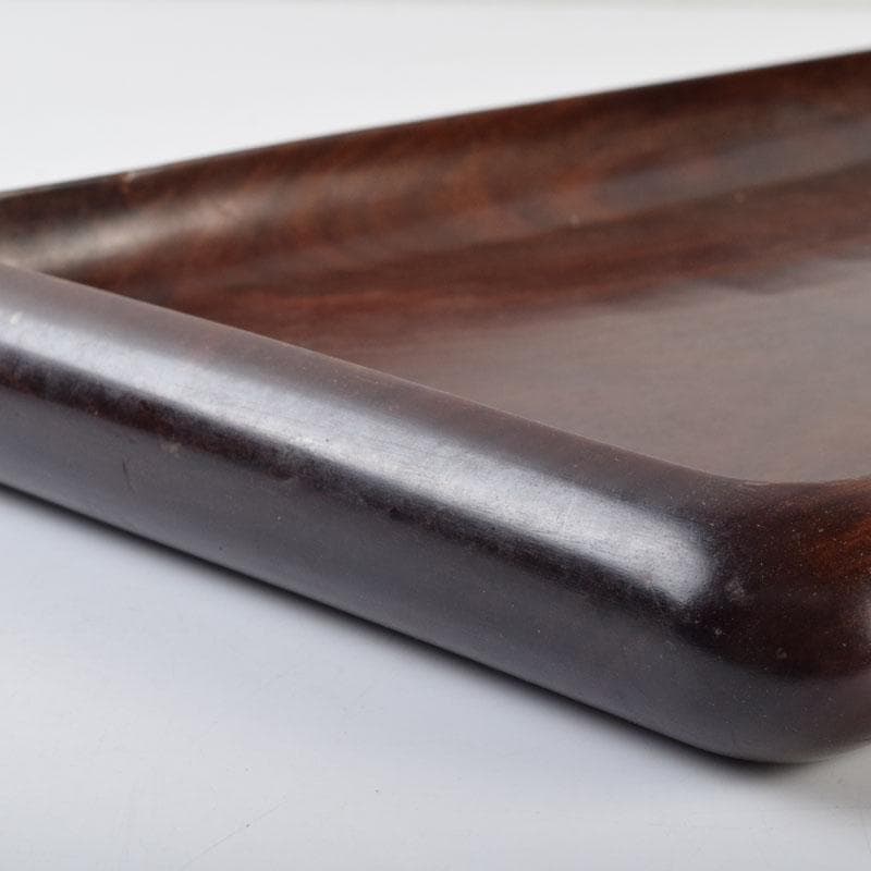 中国　唐木紫檀製　無垢刳り貫き　煎茶盆　香盆　C　9084