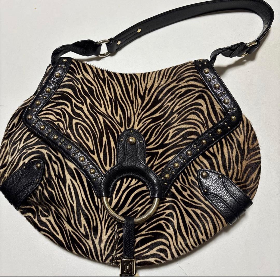 希少 コールハーン ゼブラ柄ハラコ バッグ