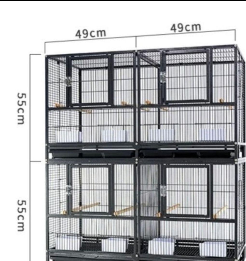 引き取り限定2段式インコケージ 大型ケージ 横網 巣箱窓付き 鳥かご