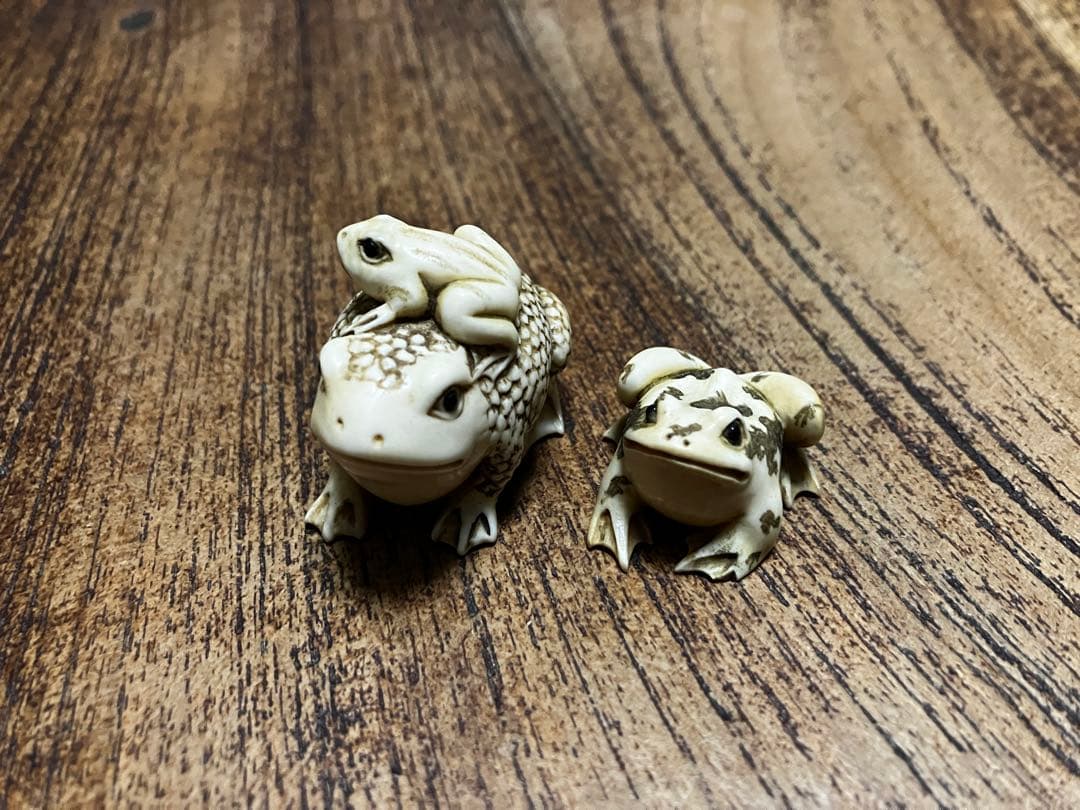 根付 天然素材 蛙 セット ビンテージ アンティーク 骨董品