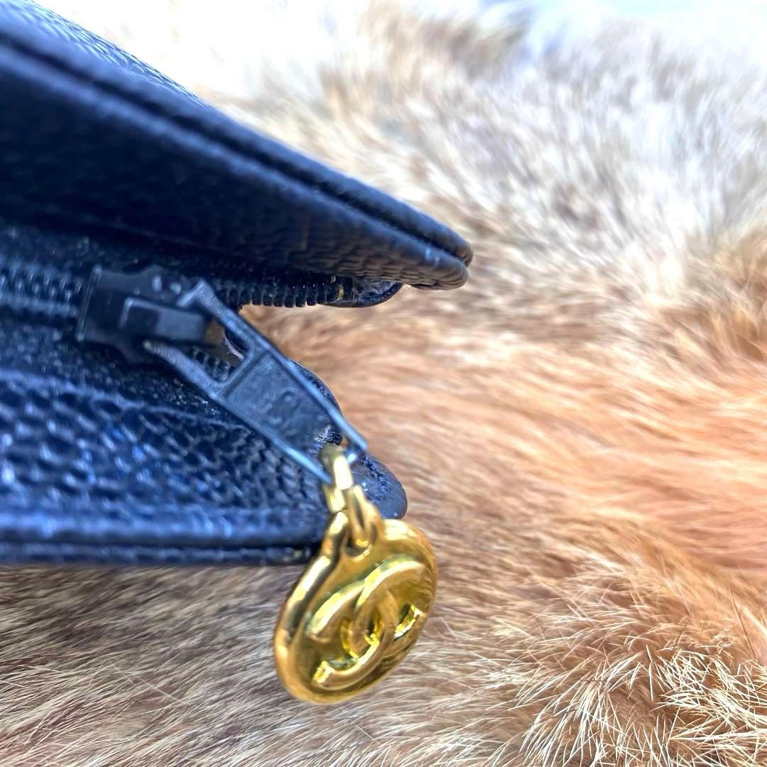 【希少7桁2番台】CHANEL シャネル デカココ　キャビアスキン ブラック