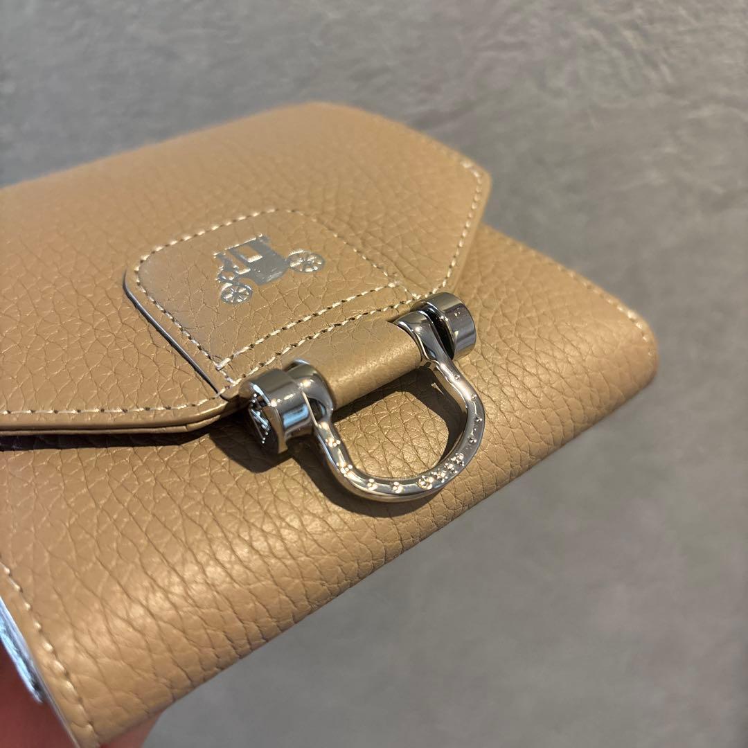 アタオ　トリヨン　グレージュ　レザー 二つ折り財布　美品