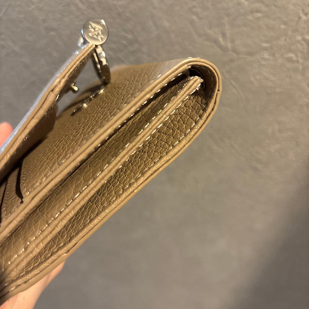 アタオ　トリヨン　グレージュ　レザー 二つ折り財布　美品