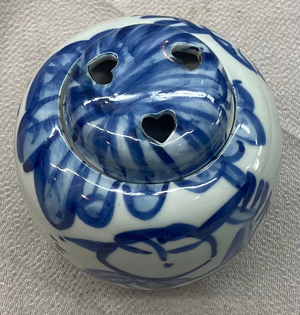 B68s  佐藤勝彦作　染付人物香炉　かつひこ　画家書家陶芸家