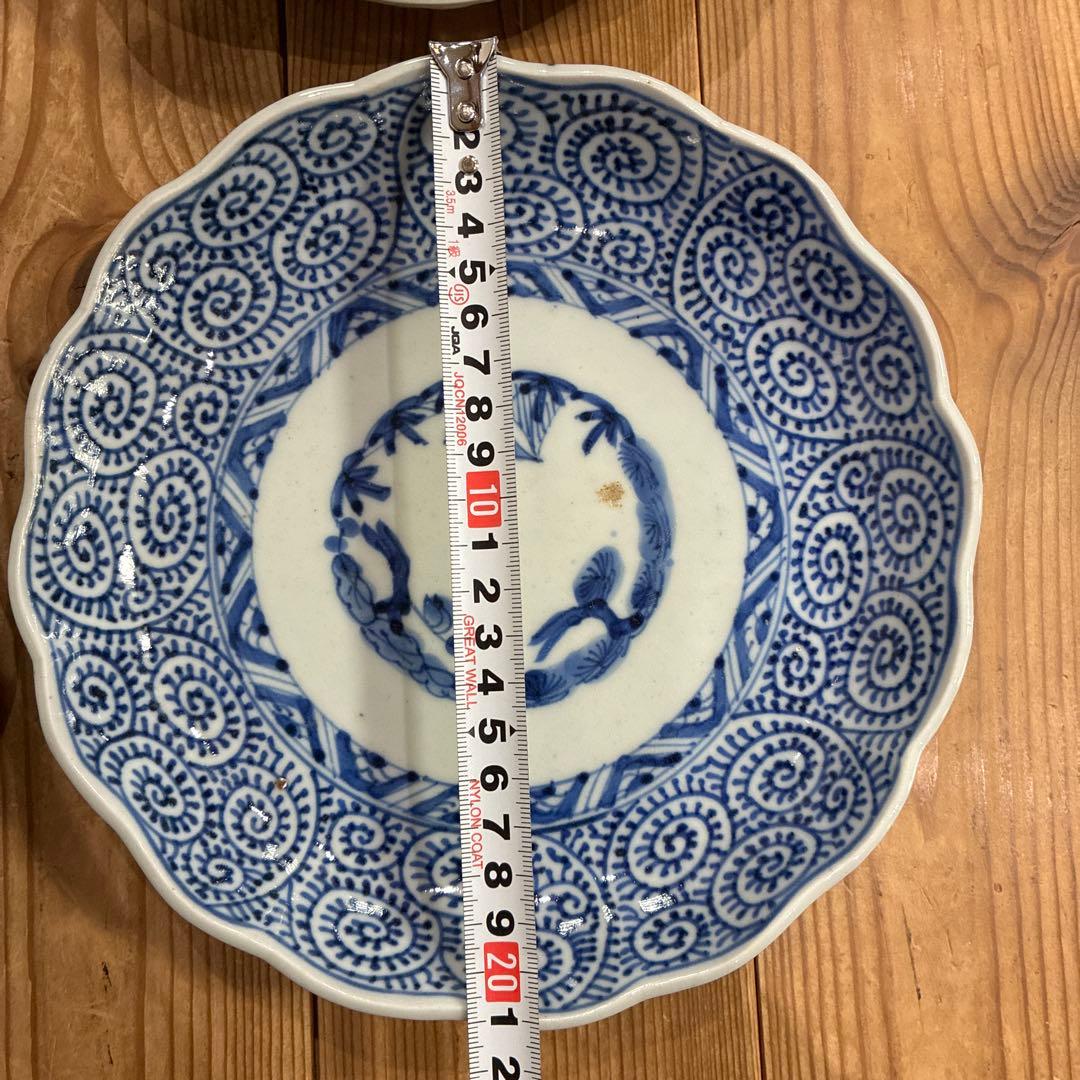 古伊万里　蛸唐草 平皿　4枚　21cm 成化年製