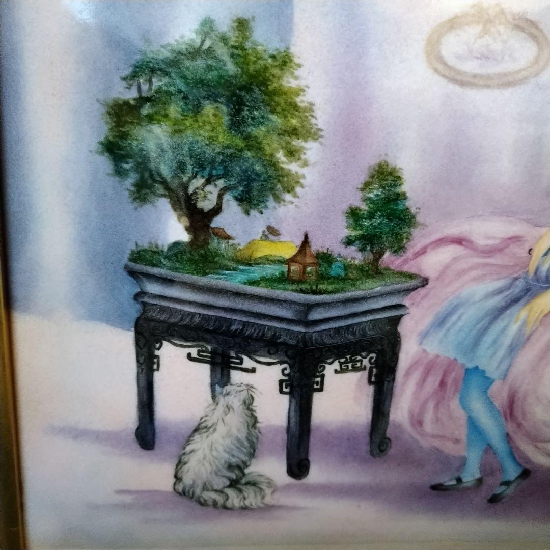 ✤リモージュ額入りエマイユ銅版画✤「Chantal de Burguet」✤