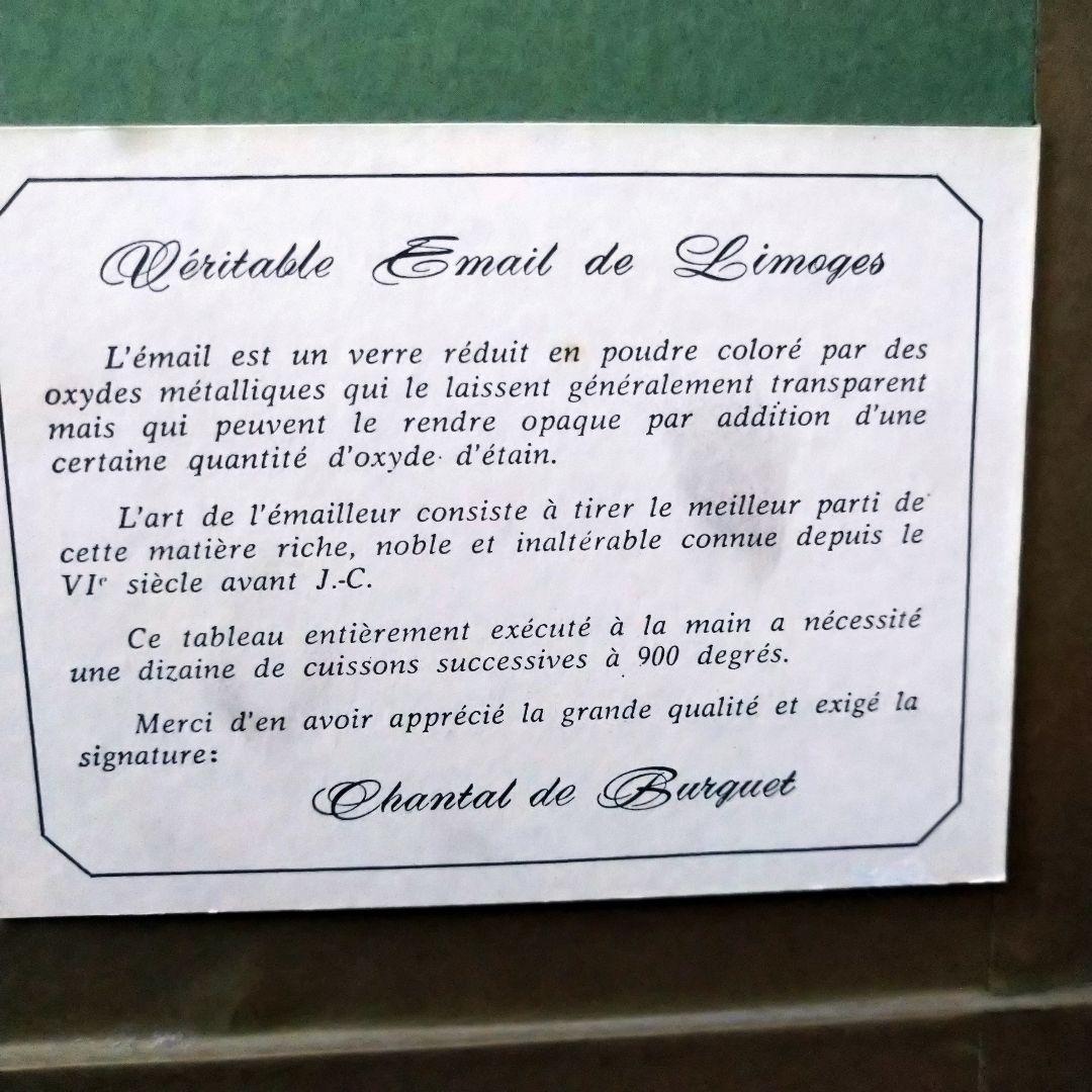 ✤リモージュ額入りエマイユ銅版画✤「Chantal de Burguet」✤