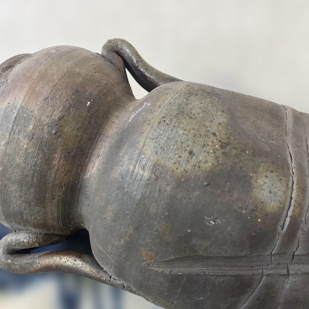 人間国宝　金重陶陽　備前耳付花瓶