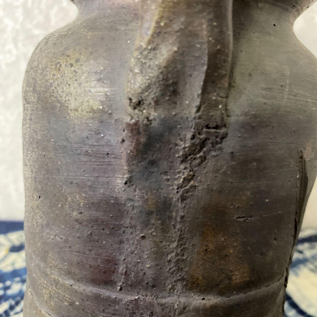 人間国宝　金重陶陽　備前耳付花瓶