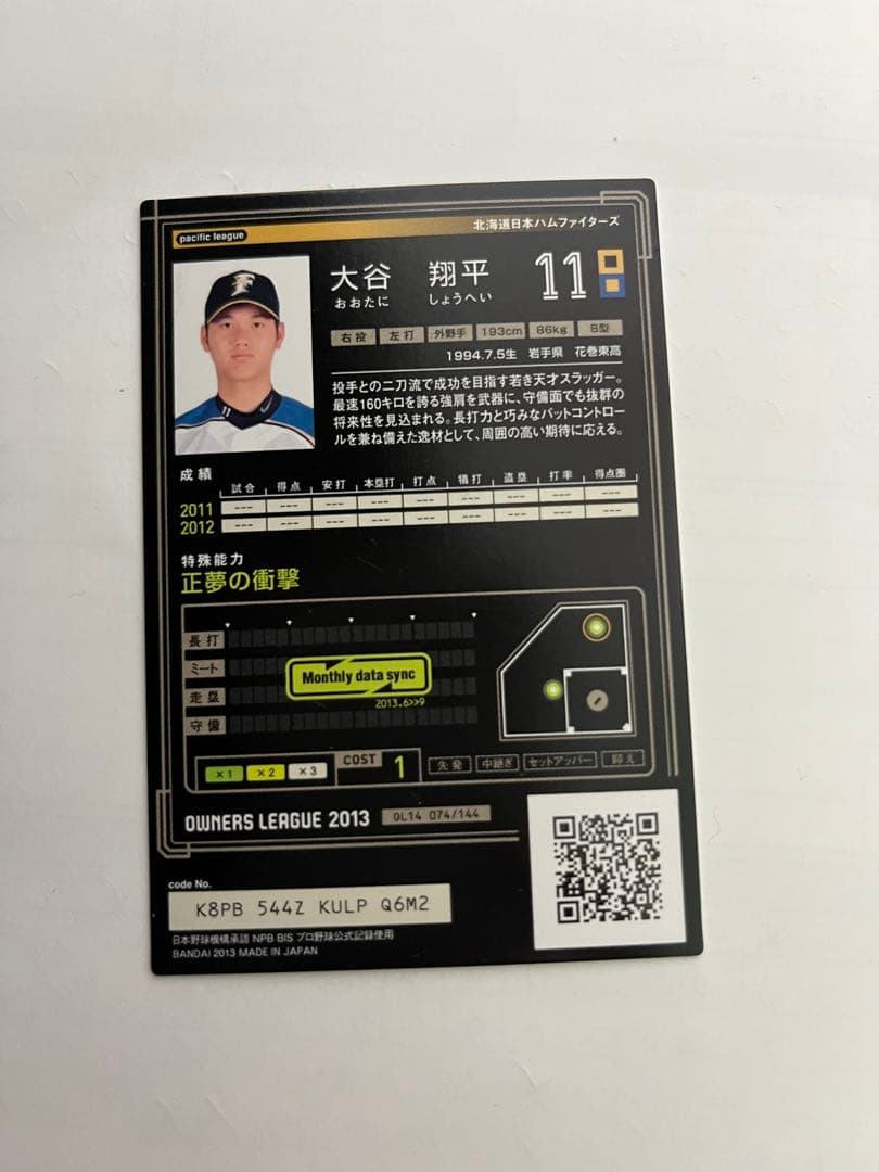 大谷翔平 11 オーナーズリーグカード 2013 超激レアカード