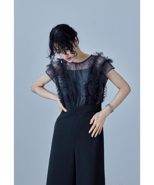 美品 niana ニアナ チュールドッキングパンツドレス M 結婚式 パーティー