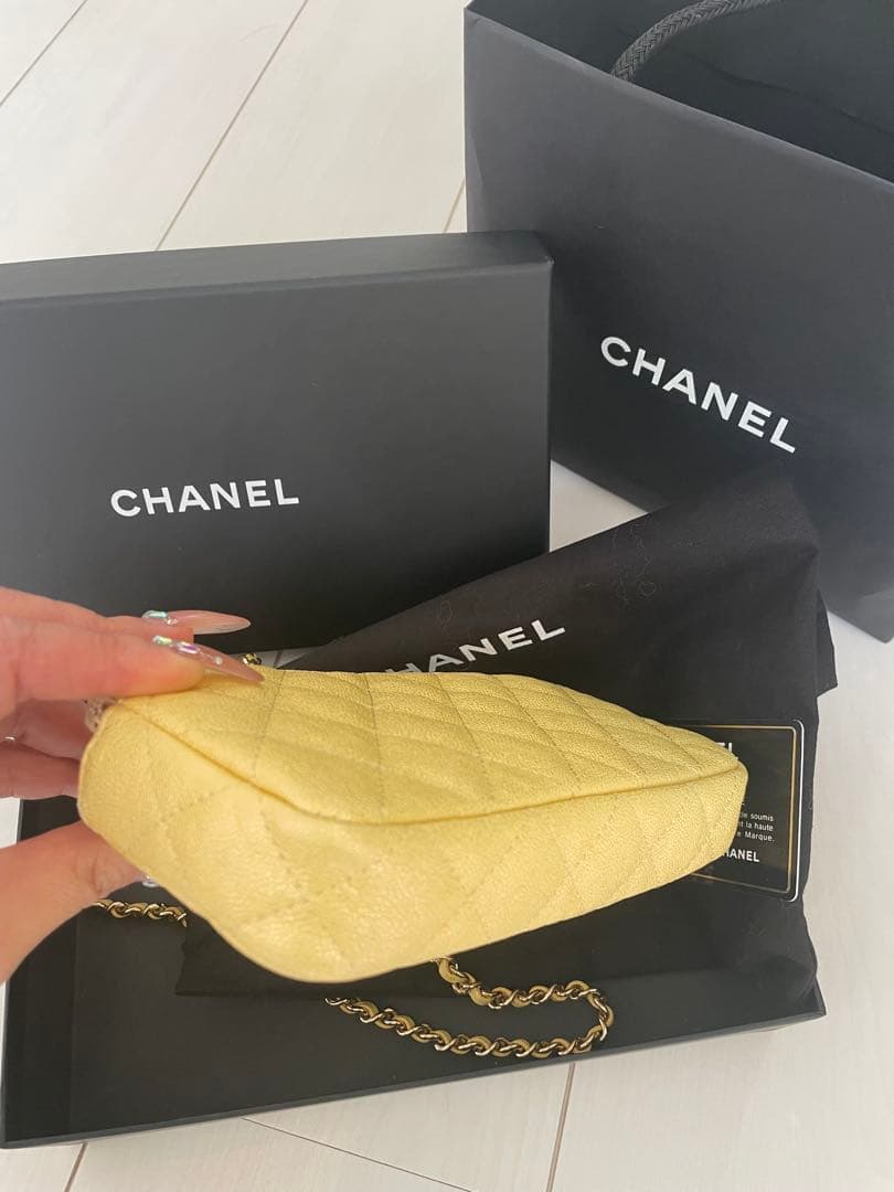 ♡超美品♡レア品CHANELマトラッセ⭐︎チェーンウォレット⭐︎黄色ショルダーバッグ