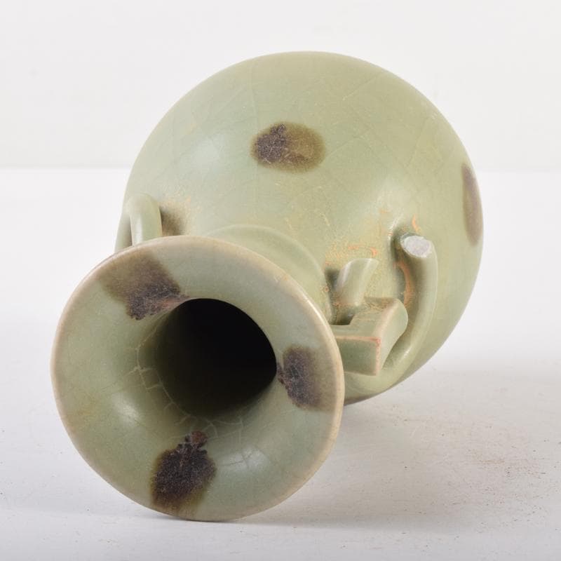 中国　龍泉窯　青磁　双耳不遊環瓶　C　6986