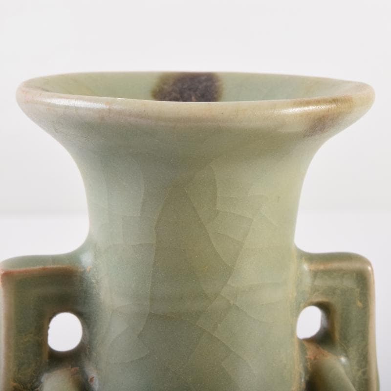 中国　龍泉窯　青磁　双耳不遊環瓶　C　6986