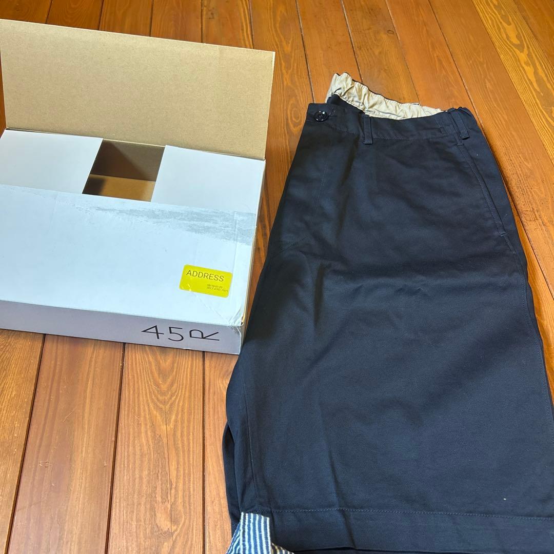 45R紺色双糸チノのポッポショートパンツ