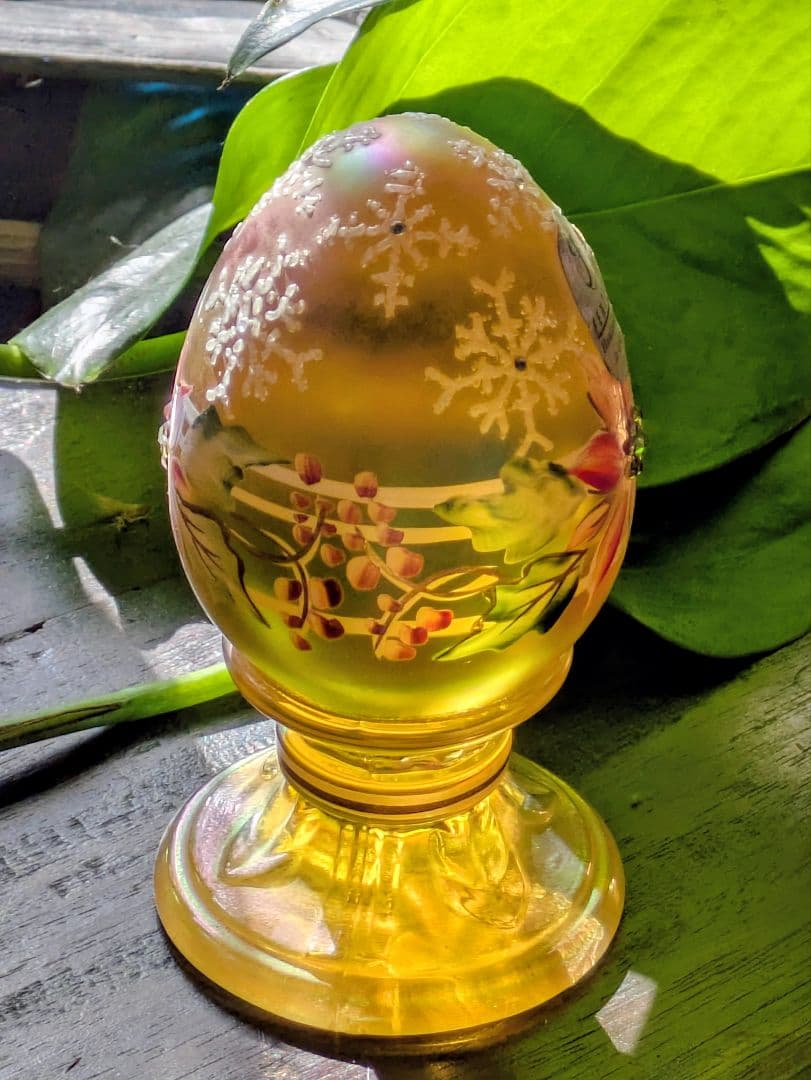 フェントン　幸運のゴールドエッグ スワロフスキー　限定ハンドペイントガラス