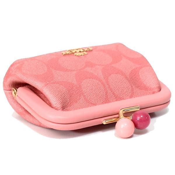 お札も収納 COACH 小銭入れ 財布.がま口シグネチャーc2132.ピンク