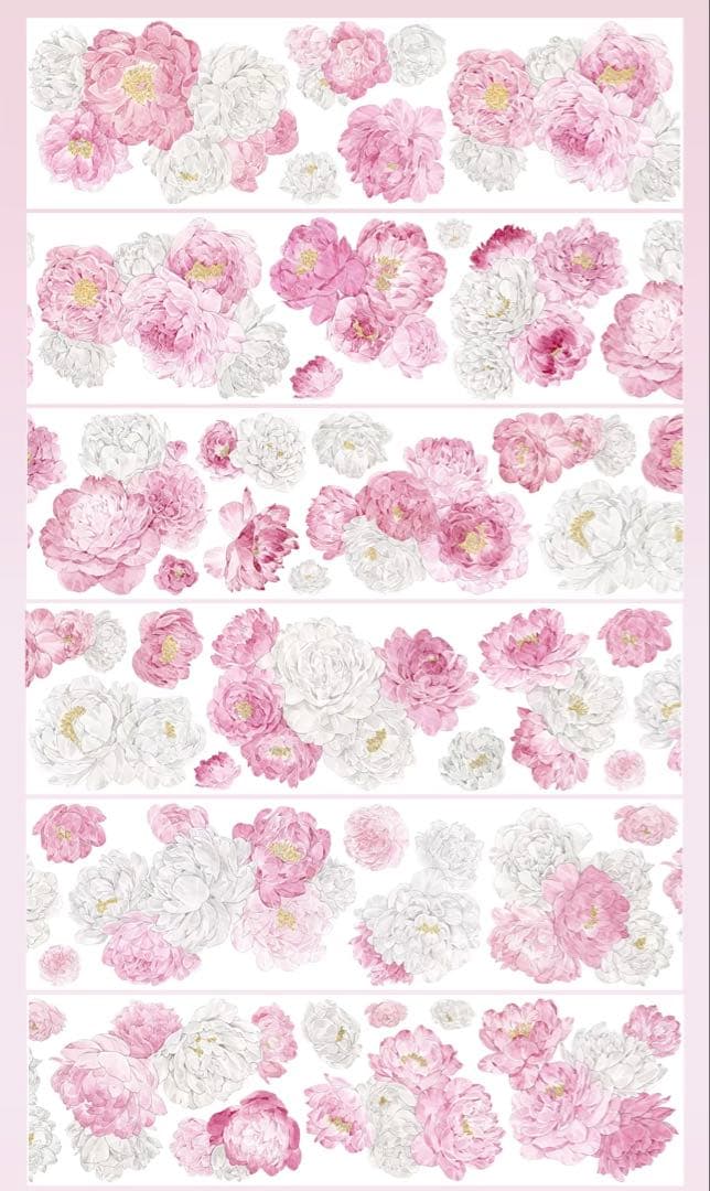 【9379】海外　5m巻　貝殻光カッティングマスキングテープ　ピンク　お花系