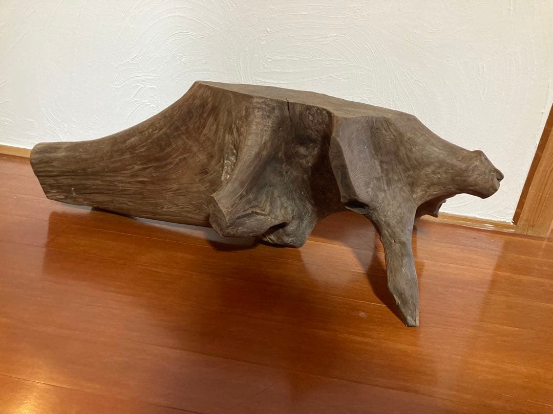 木製座卓 自然な形状 ダークブラウン