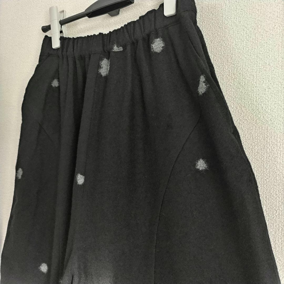 CRESCENT　ガウチョパンツ　ウール　ブラック　ジャガード織り