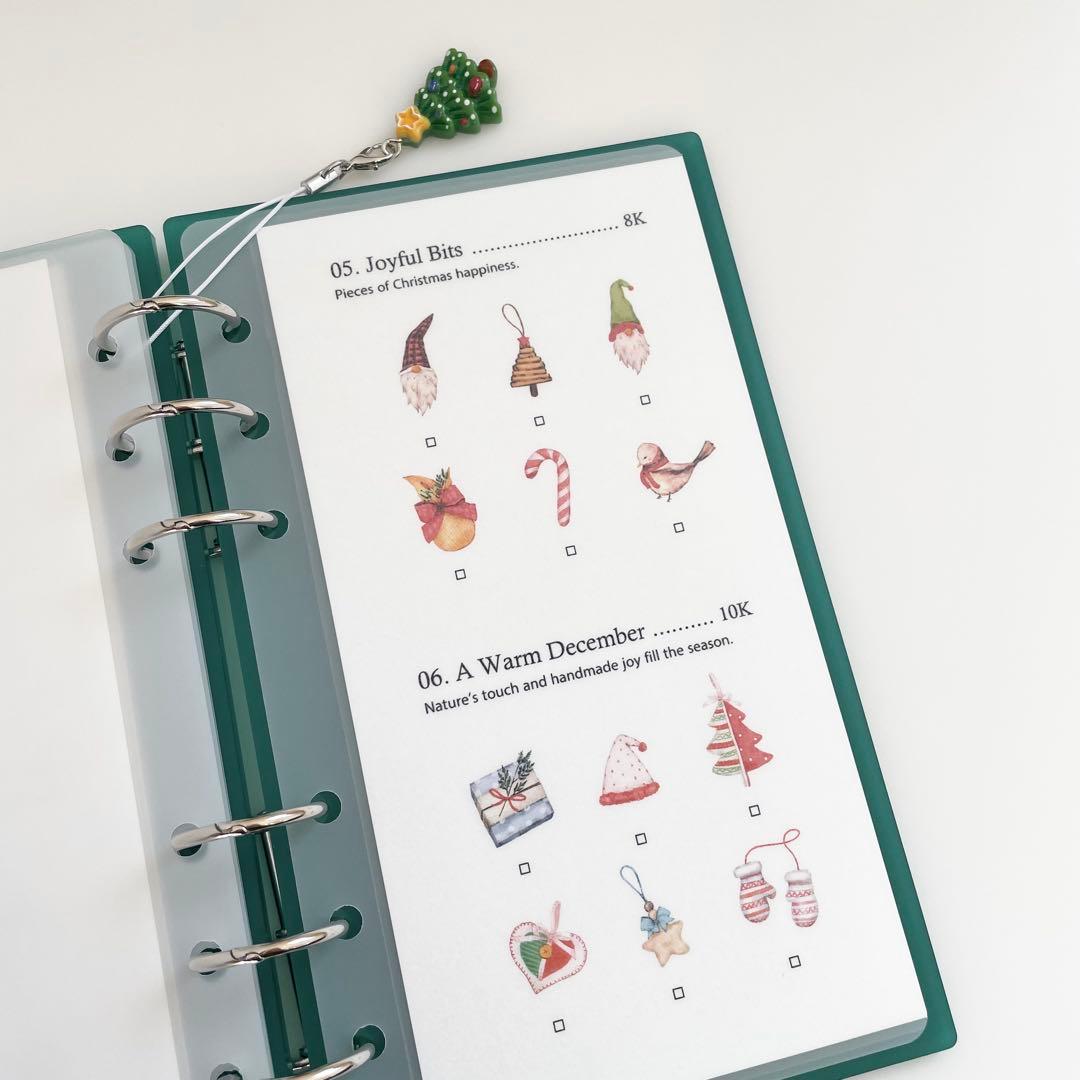 早い者勝ち　韓国　貯金　アクリル　バインダー　カバー　リフィル　クリスマス　緑