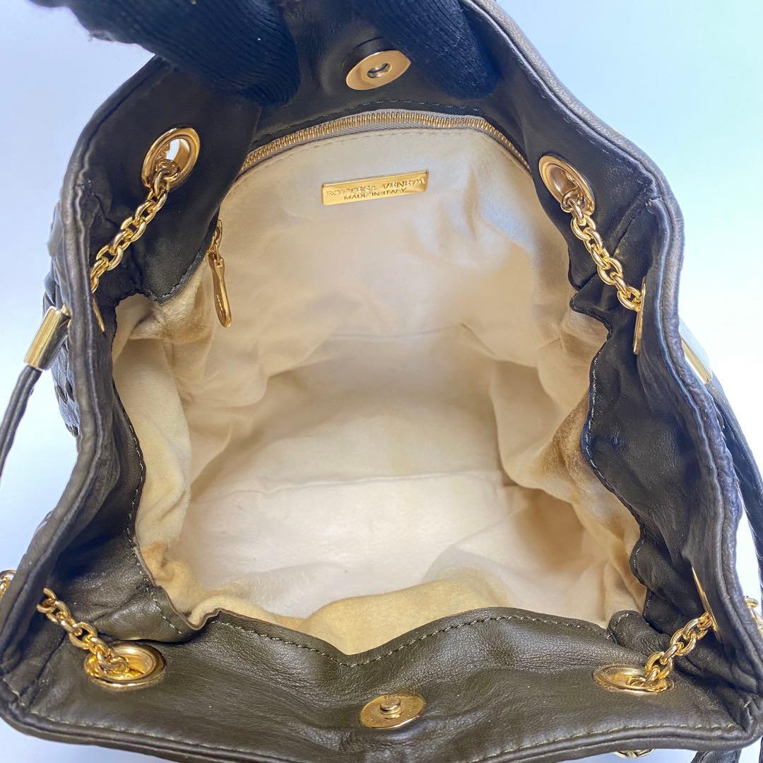 ボッテガヴェネタ カーキ ショルダーバッグ イントレチャート 巾着