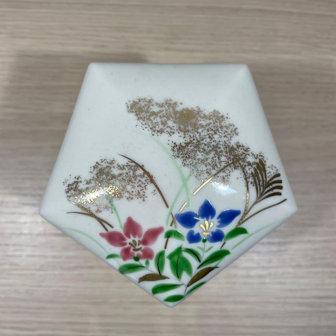 値下げ【昭和】五角形　陶器　三段　かさね重　合格縁起物