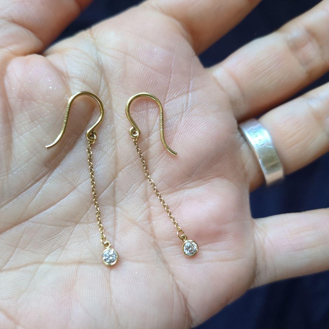 ティファニー バイザヤード ドロップピアス フック 750 0.16ct