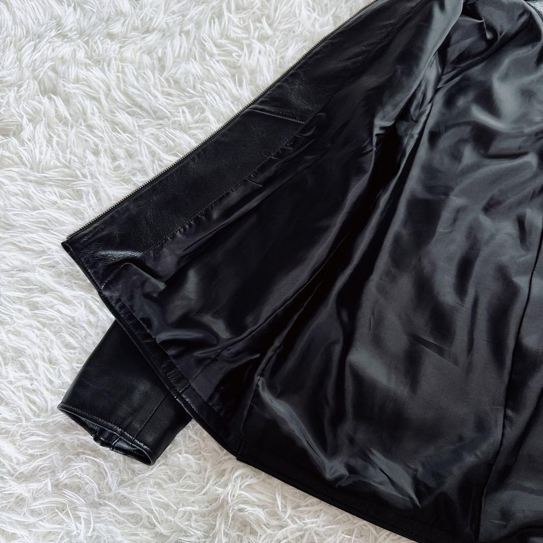 【BEAMS HEART】シングルライダースジャケット 羊革 ブラック XL