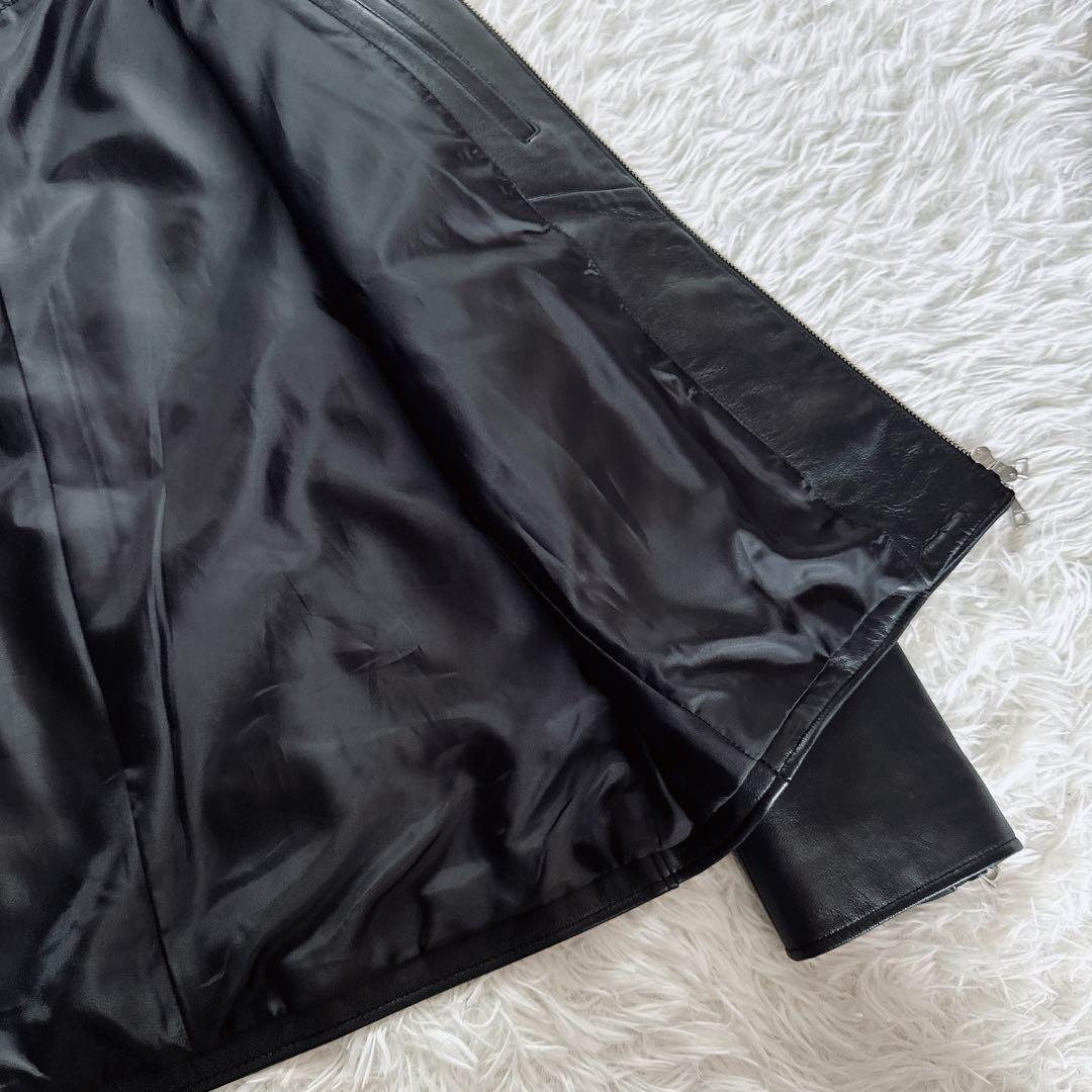 【BEAMS HEART】シングルライダースジャケット 羊革 ブラック XL