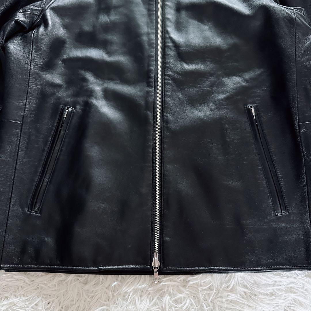 【BEAMS HEART】シングルライダースジャケット 羊革 ブラック XL