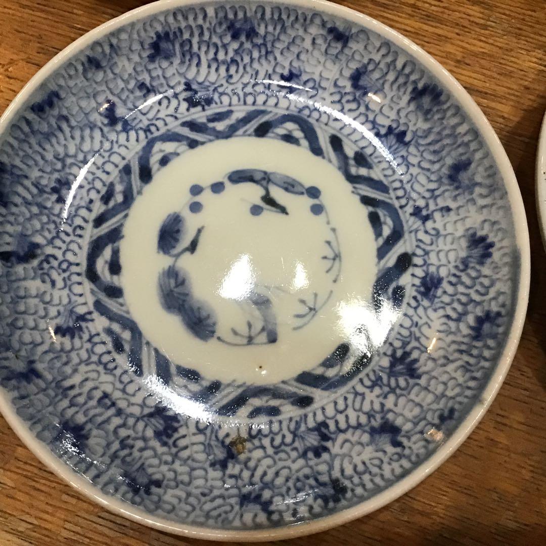 成化年製　古伊万里染付け　微塵唐草　　小皿