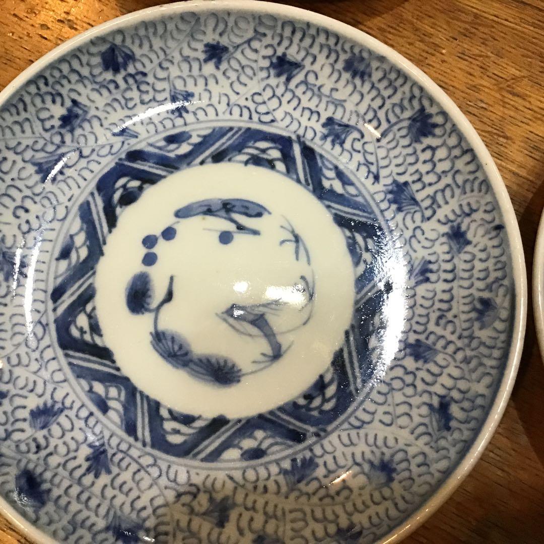 成化年製　古伊万里染付け　微塵唐草　　小皿