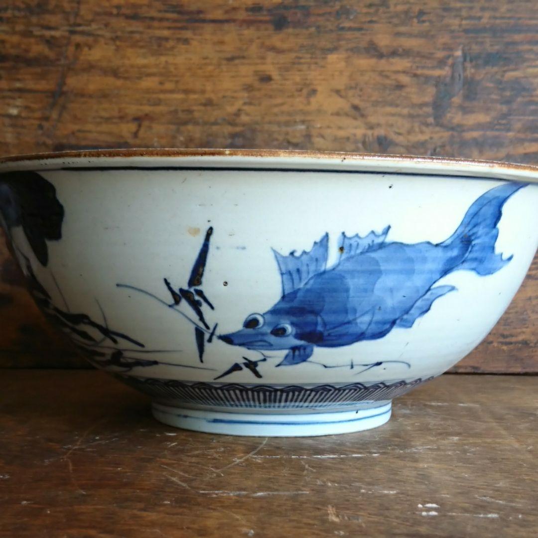 古伊万里 染付 海老蟹魚文大鉢