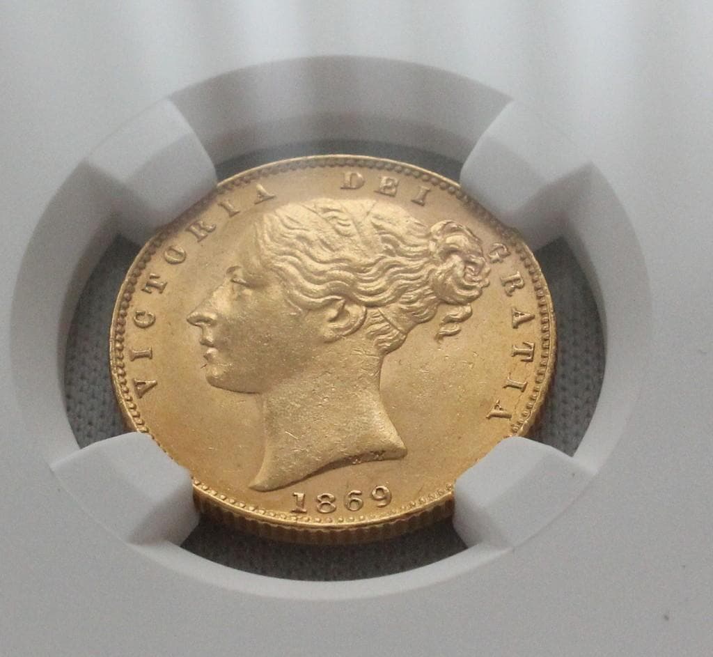 1869年 イギリス ビクトリア ソブリン金貨 NGC MS62