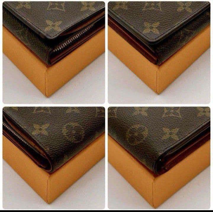 ルイヴィトンモノグラムポルトモネビエL字ブラウンレディース二つ折り財布送料無料