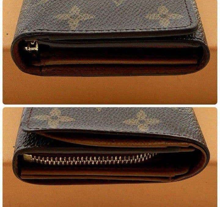 ルイヴィトンモノグラムポルトモネビエL字ブラウンレディース二つ折り財布送料無料