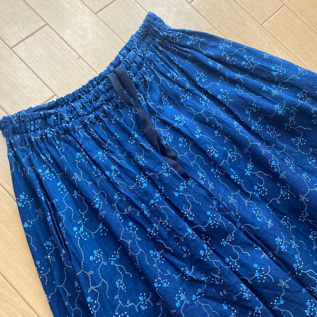 ネストローブnest Robe＊リネン ティーフラワープリントワイドパンツ