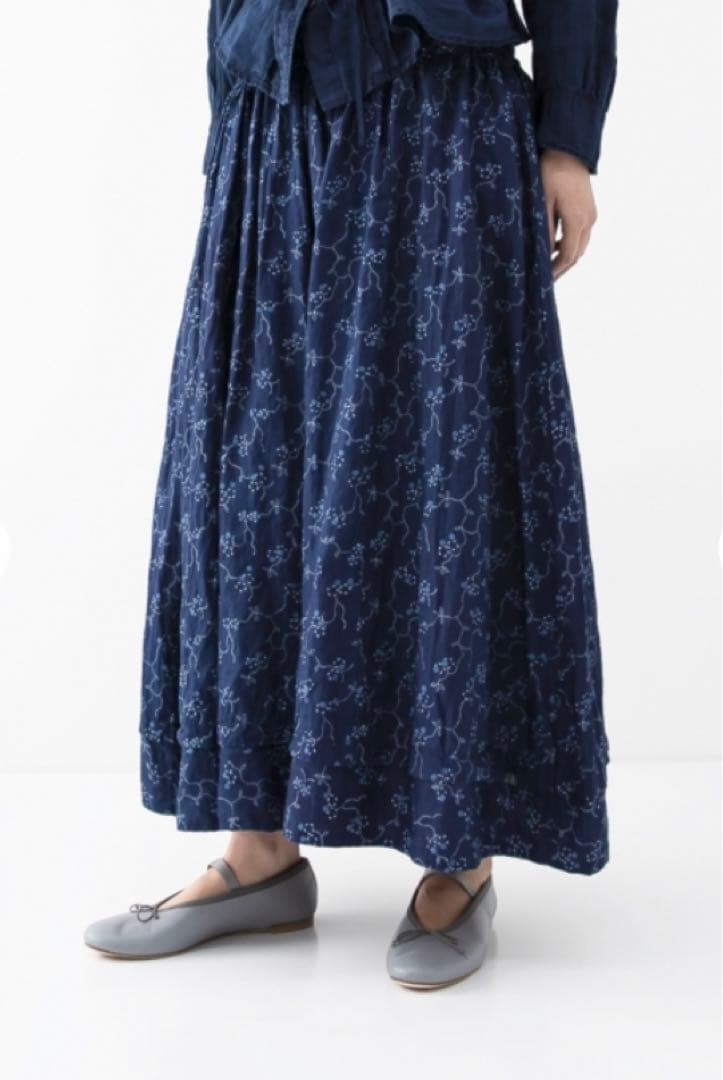 ネストローブnest Robe＊リネン ティーフラワープリントワイドパンツ