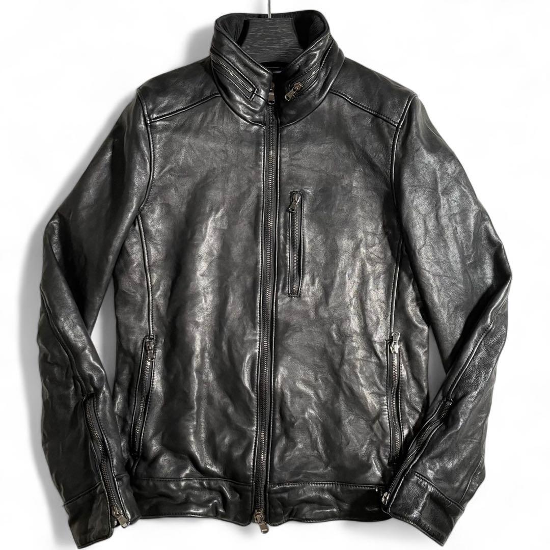 ジュンハシモト インナーライダース ウォッシュド加工 ラムレザー 羊革