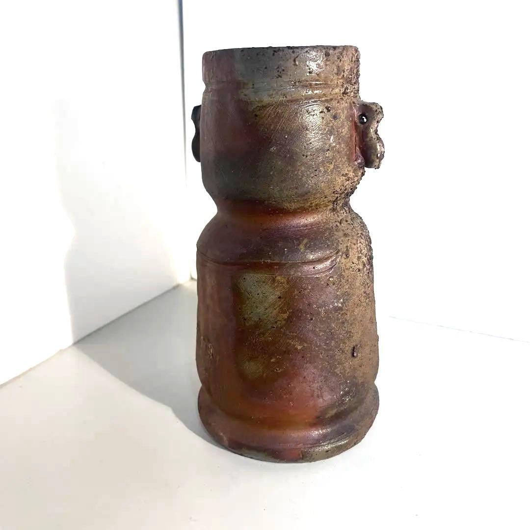 備前窯変耳付花入　備前焼　人間国宝　花器　花生け　花瓶　名工