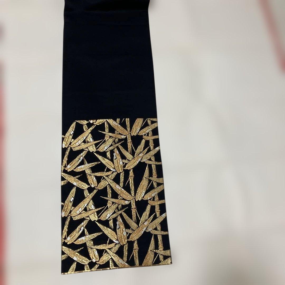 正絹 松に雪持ち笹図 袋帯 西陣織 作家 六通